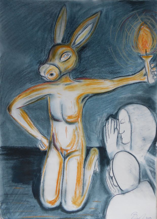 ["Genesi dell'idolo", pastello su carta, anno 2015]